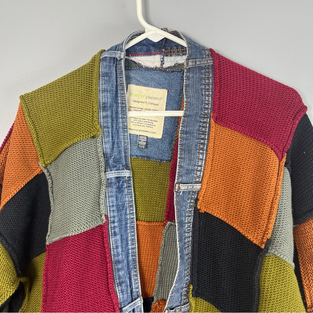 Patchwork Open-Front Cardigan Sweater Jacket - Mu… - image 9